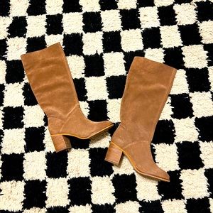 Frye knee high brown suede boots